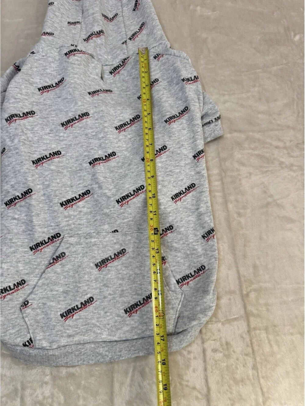 Kirkland Signature Dog Hoodie Gray Logo Print Costco Brand Pet Hoodie Size L